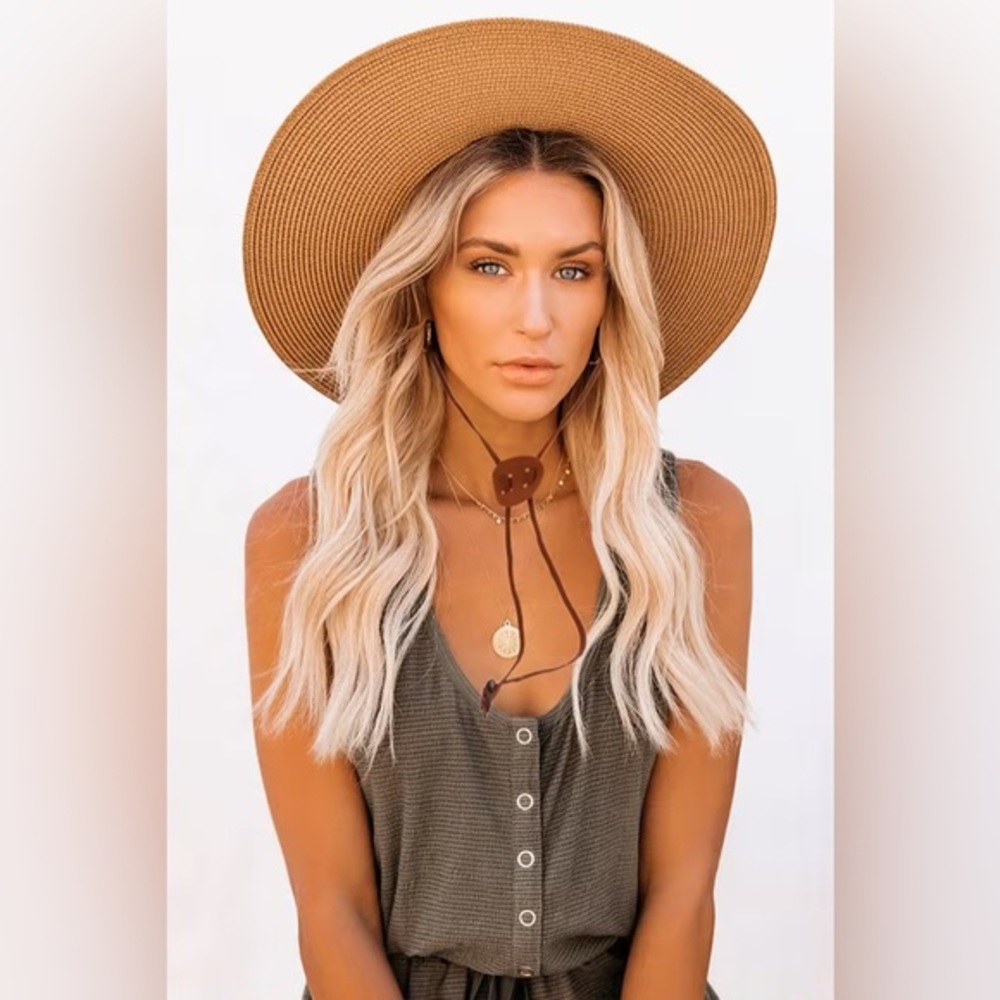 Cupshe Chic Wide Brim Straw Hat Summer Boho Beach Sun Hat Brown
New